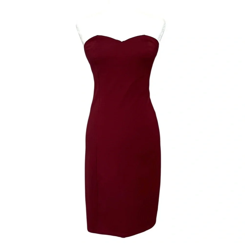 LOVERS + FRIENDS x REVOLVE Strapless Staple Dress in Merlot - Picture 2 of 11